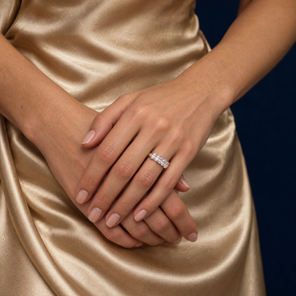 CRAFTED 18CT YELLOW GOLD AND PLATINUM DIAMOND RING