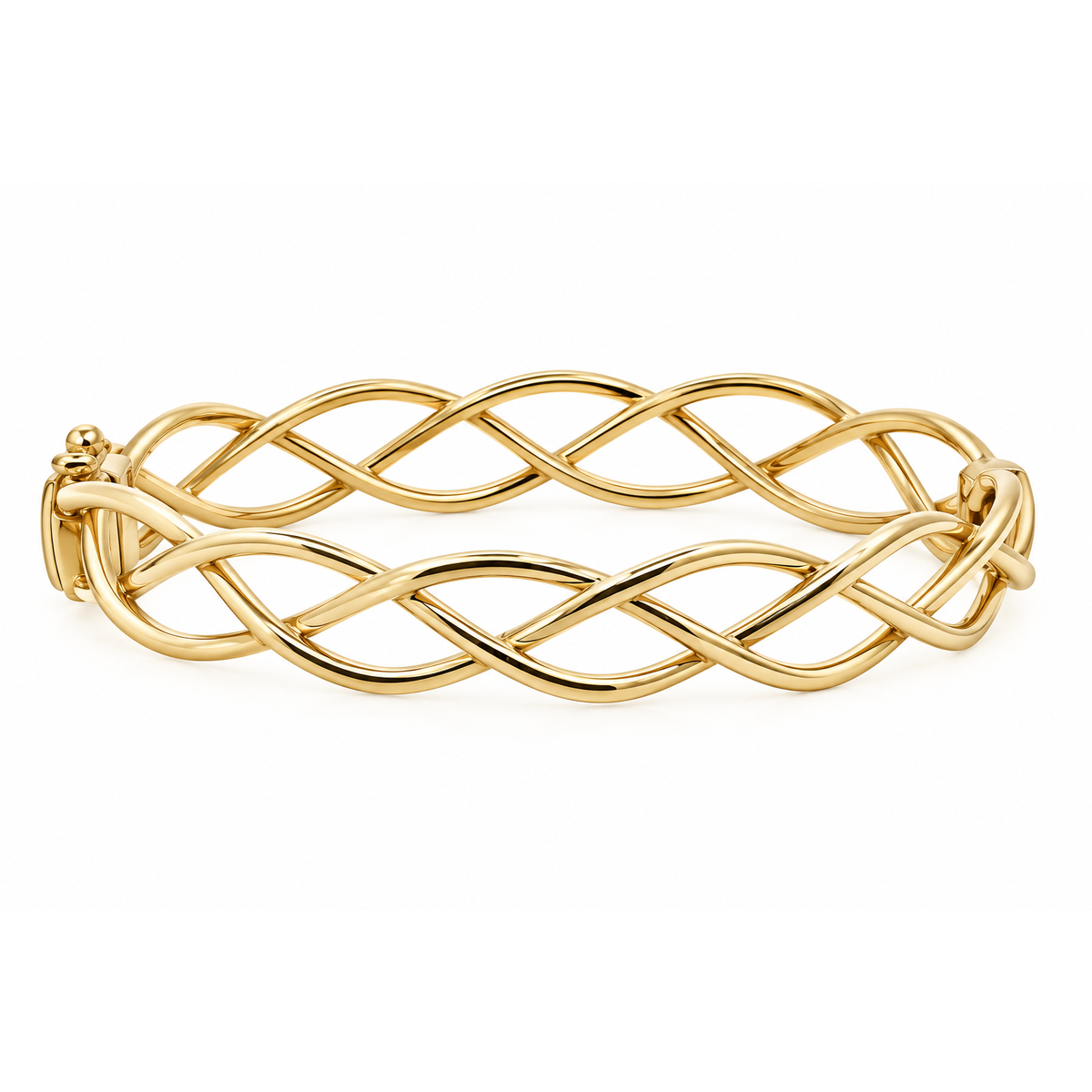 9ct Yellow Gold Crossover Hinged Bangle