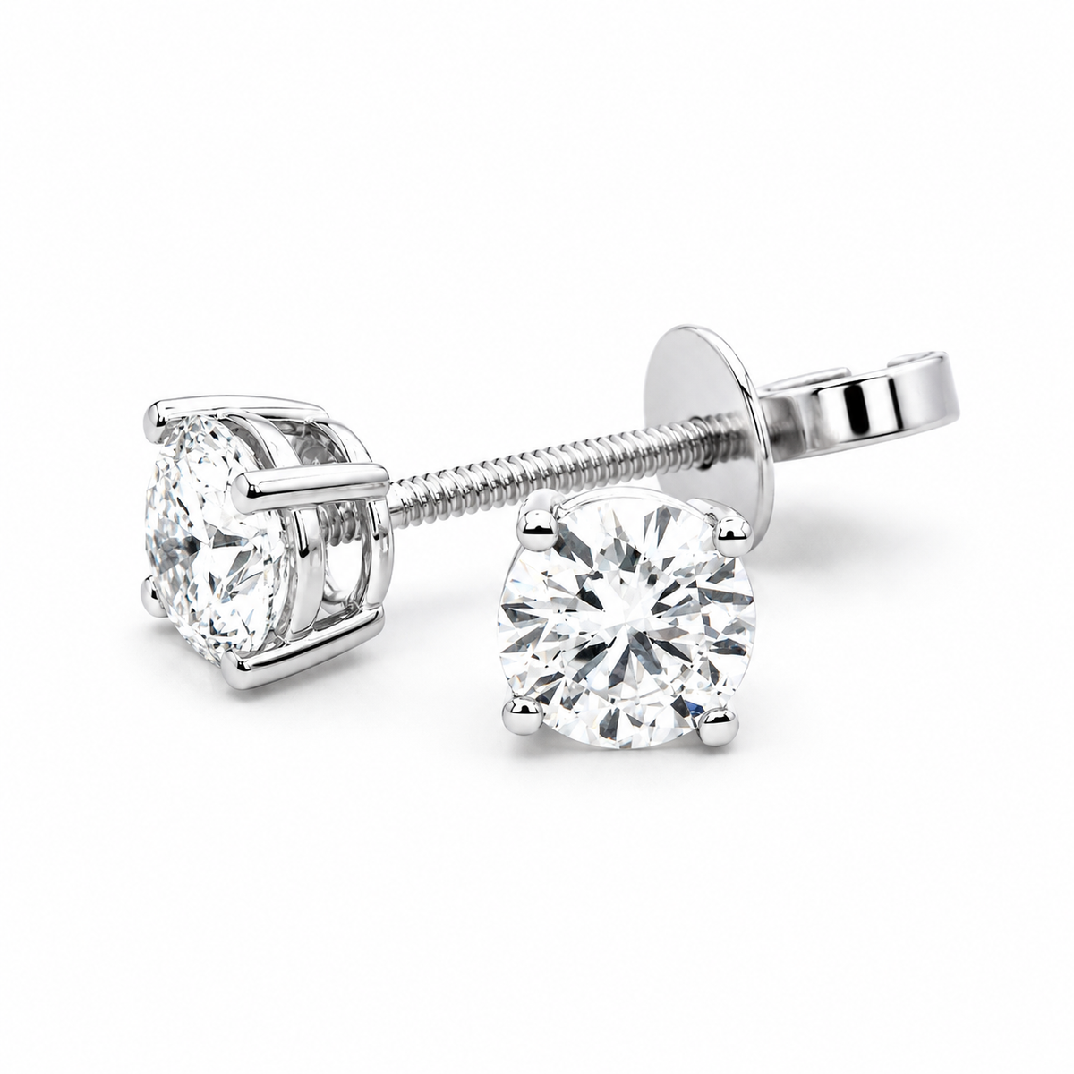 HANDCRAFTED 18CT WHITE GOLD 1.0CT DIAMOND STUD EARRINGS