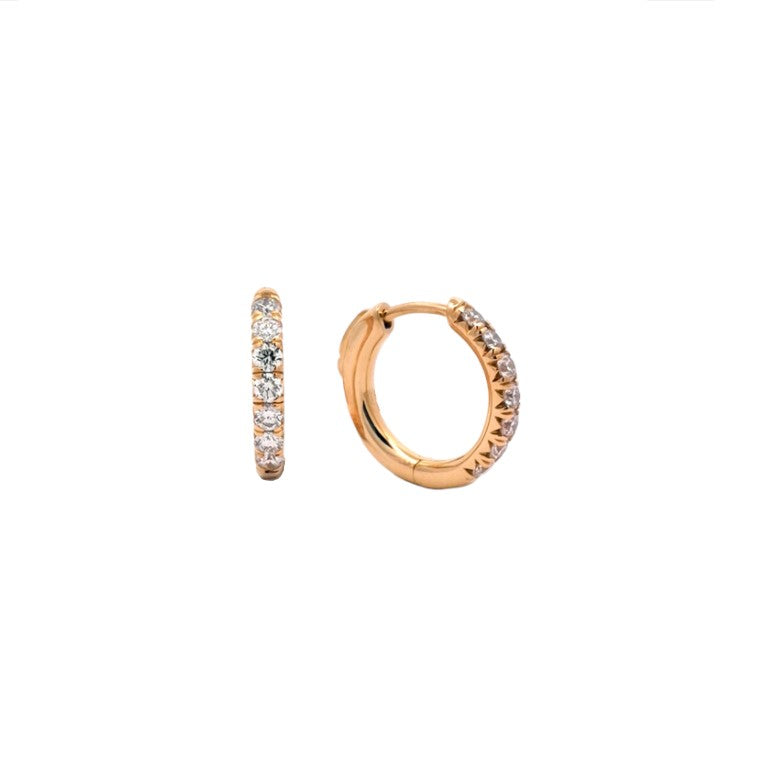 18CT YELLOW GOLD DIAMOND HOOP EARRINGS