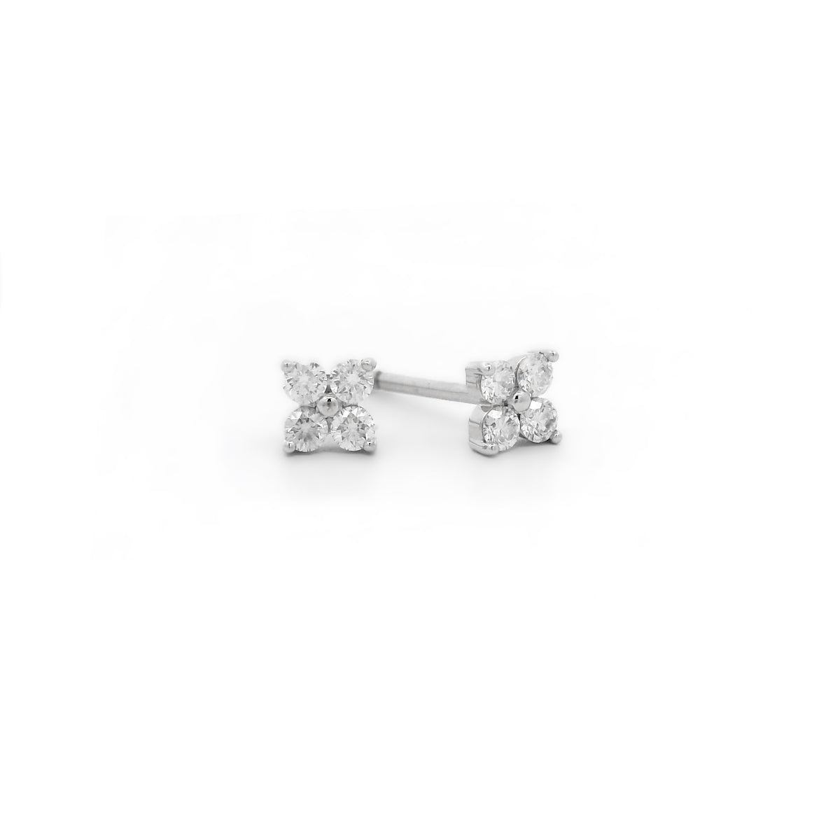 18CT WHITE GOLD FLOWER DIAMOND EARRINGS