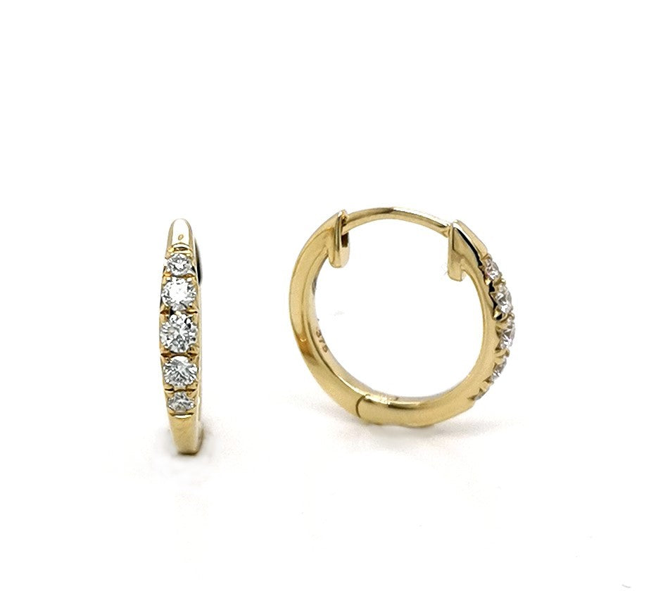 9CT YELLOW GOLD DIAMOND HUGGIE EARRINGS