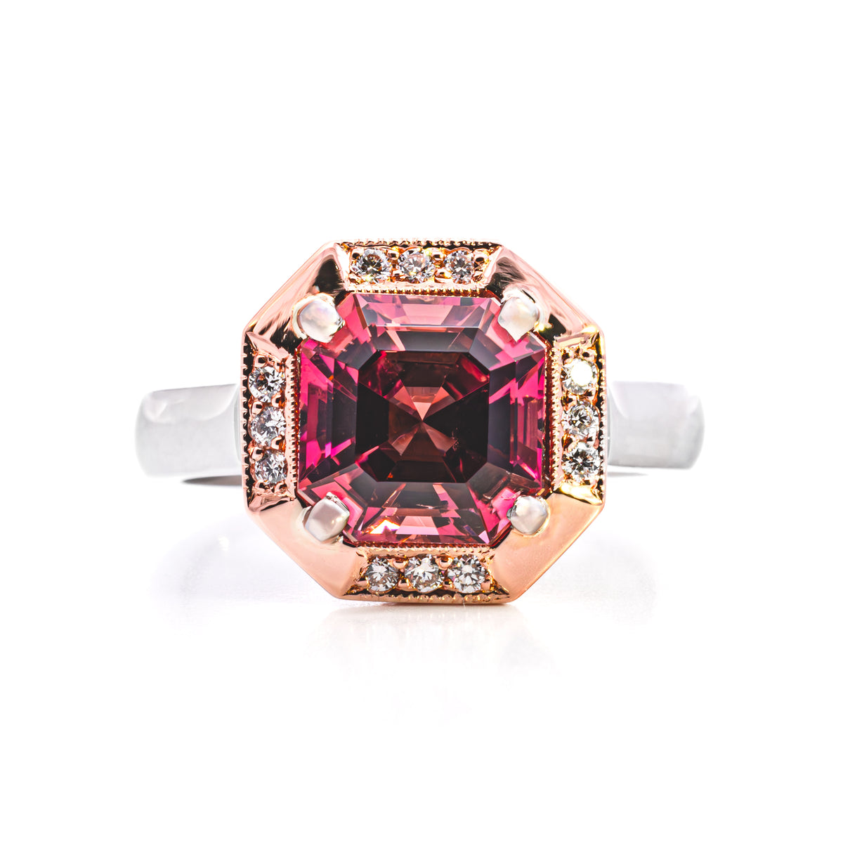 HANDCRAFTED PINK TOURMALINE AND DIAMOND RING - MATILDA