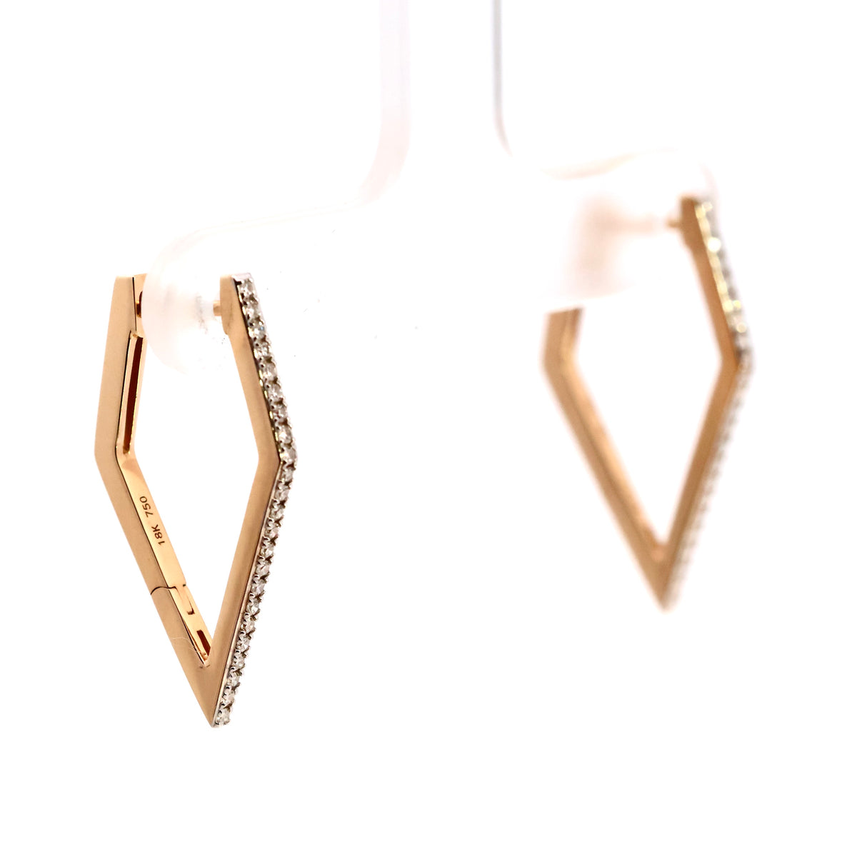 18ct yellow gold diamond shaped huggies, NY2K Jewellers, Maroochydore