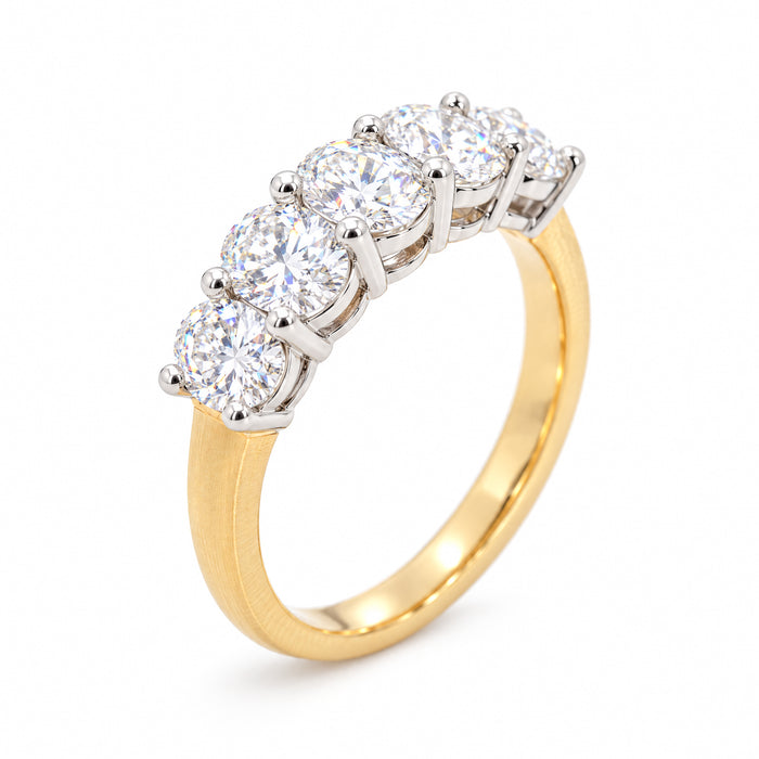 CRAFTED 18CT YELLOW GOLD AND PLATINUM DIAMOND RING