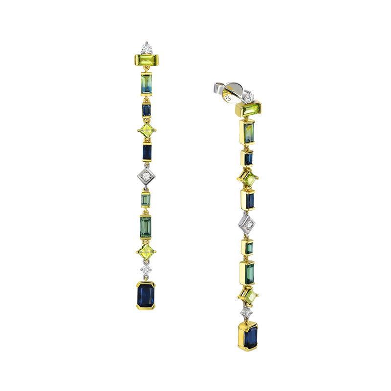 MULTI COLOUR SAPPHIRE AND DIAMOND EARRINGS - WILD GYPSY