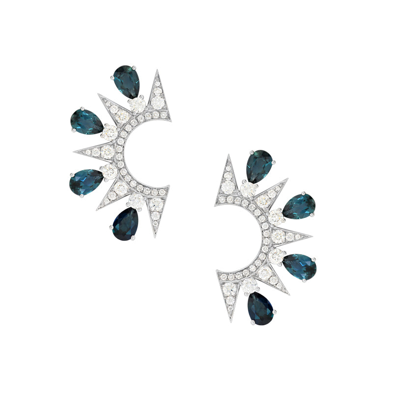 BLUE SAPPHIRE AND DIAMOND EARRINGS - CHARLOTTE