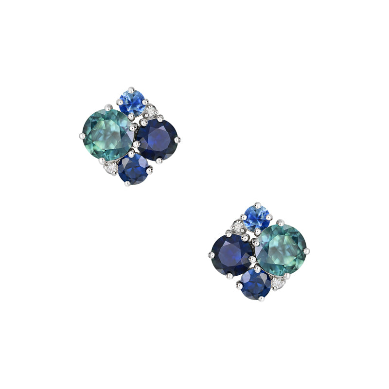 MULTI COLOUR SAPPHIRE AND DIAMOND EARRINGS - ALLEA