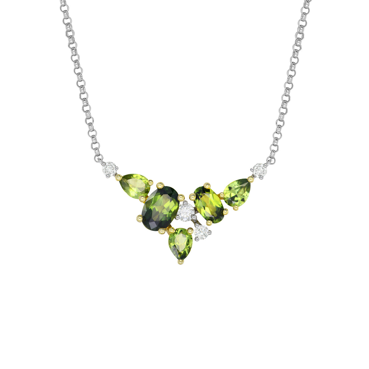 GREEN SAPPHIRE AND DIAMOND NECKLET - NANDALI