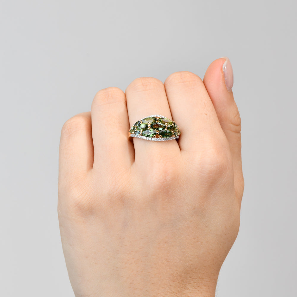 MULTI COLOUR SAPPHIRE AND DIAMOND RING - JARAH