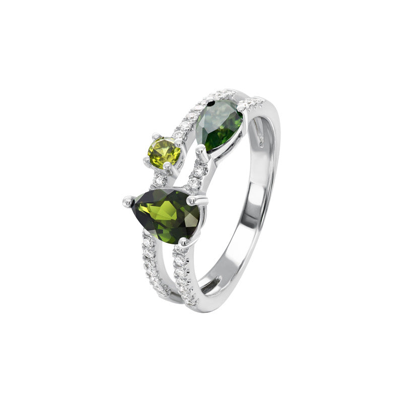 MULTI COLOUR SAPPHIRE AND DIAMOND RING - YVONNE