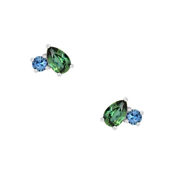 TEAL/BLUE SAPPHIRE EARRINGS - TOI ET MOI