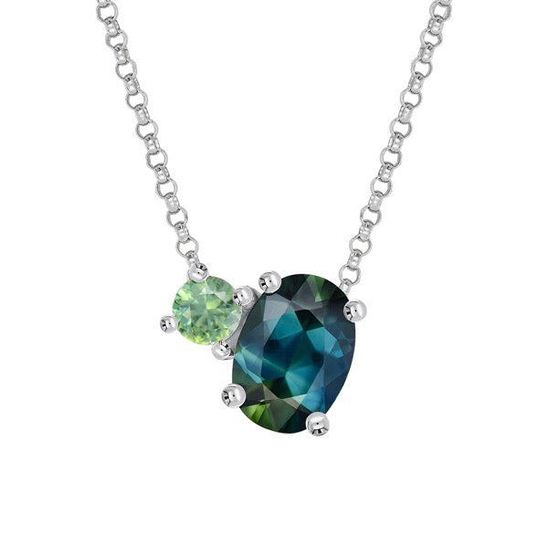 BLUE/PARTI SAPPHIRE NECKLACE - TOI ET MOI