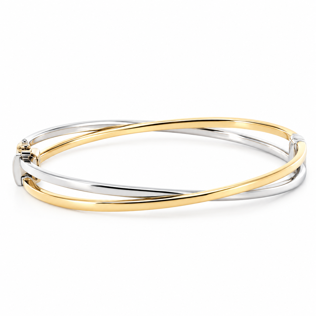 9CT YELLOW/WHITE GOLD INTERTWINED BANGLE