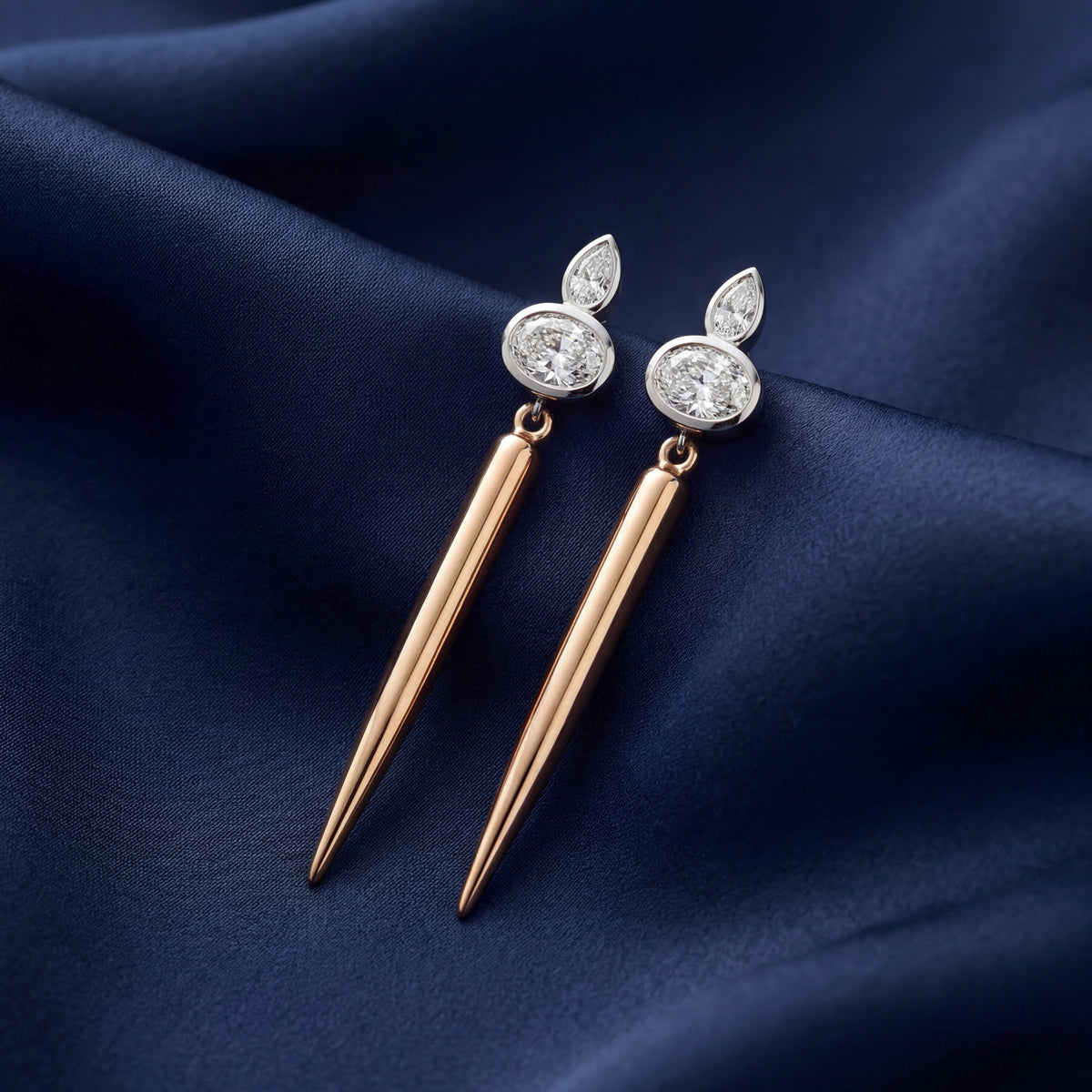 Handcrafted diamond drop earrings in 18ct gold, NY2K Jewellers, Maroochydore (view 2)