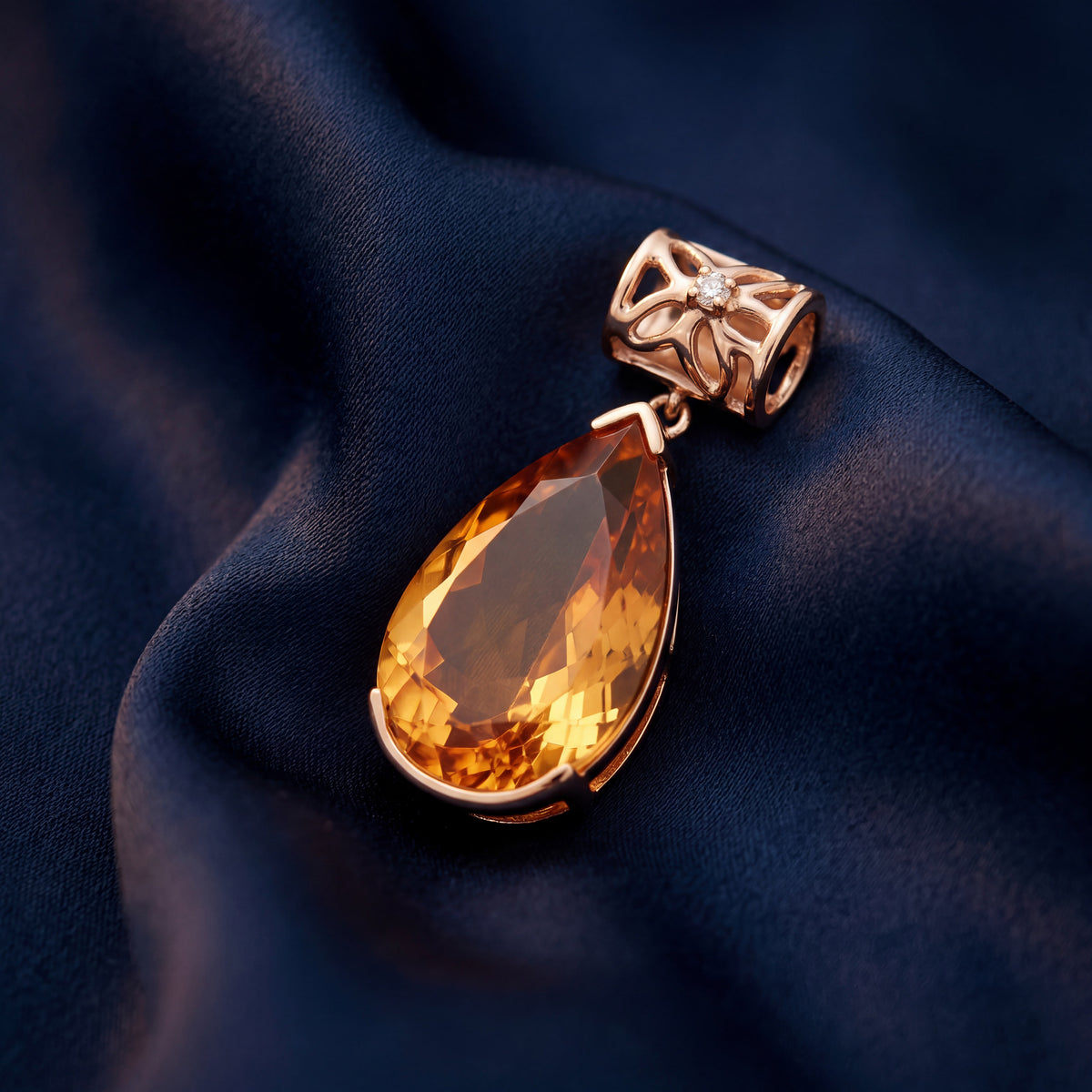Handcrafted citrine and diamond pendant in 9ct yellow gold, NY2K Jewellers, Maroochydore (view 2)