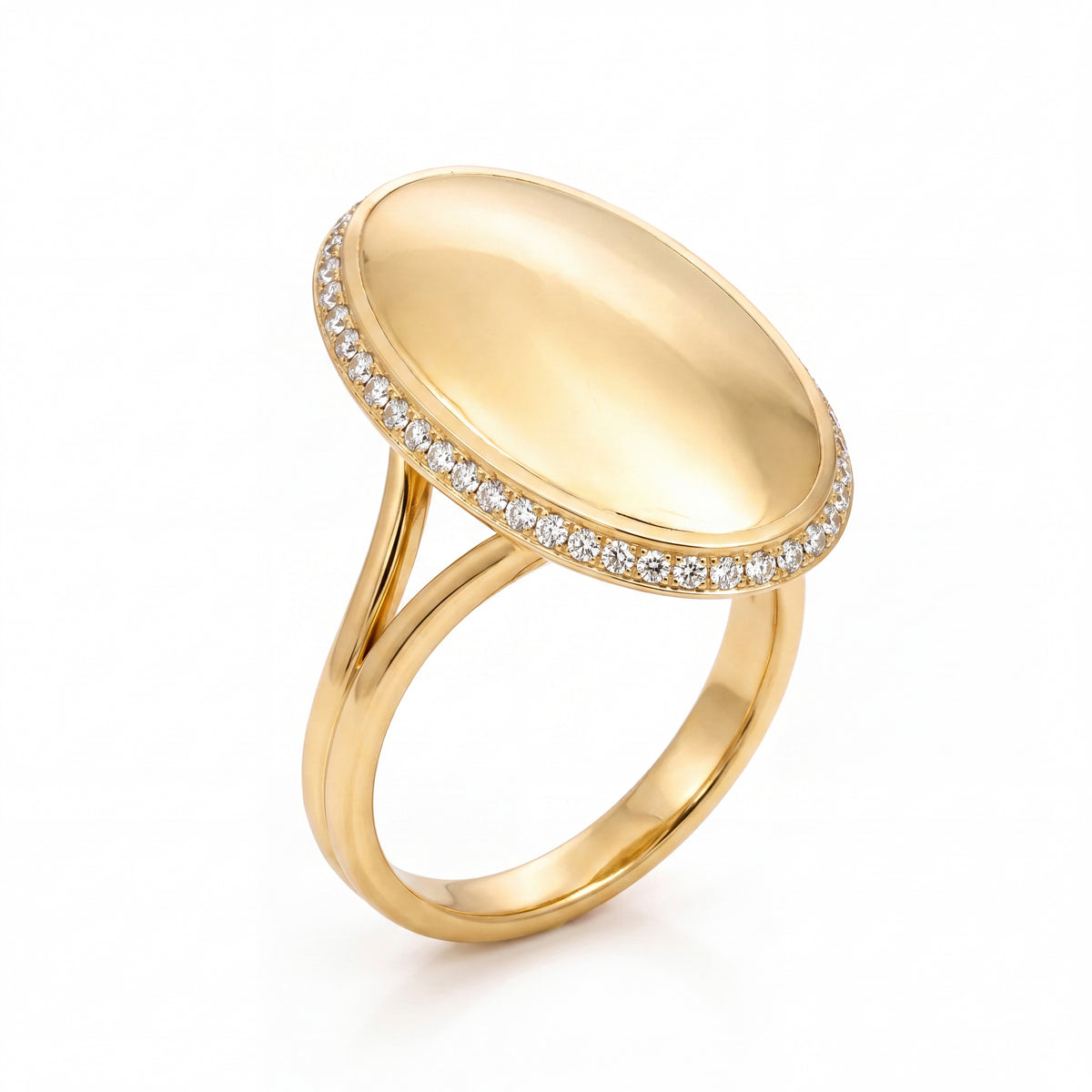 HANDCRAFTED 18CT YELLOW GOLD AND DIAMOND DOME RING