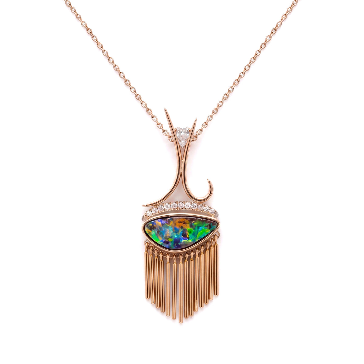 "CHIMES" HANDCRAFTED OPAL AND DIAMOND PENDANT