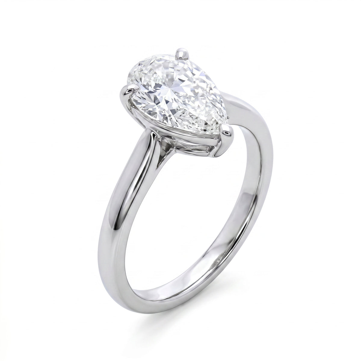HANDCRAFTED PLATINUM 1.01CT PEAR SHAPED DIAMOND RING