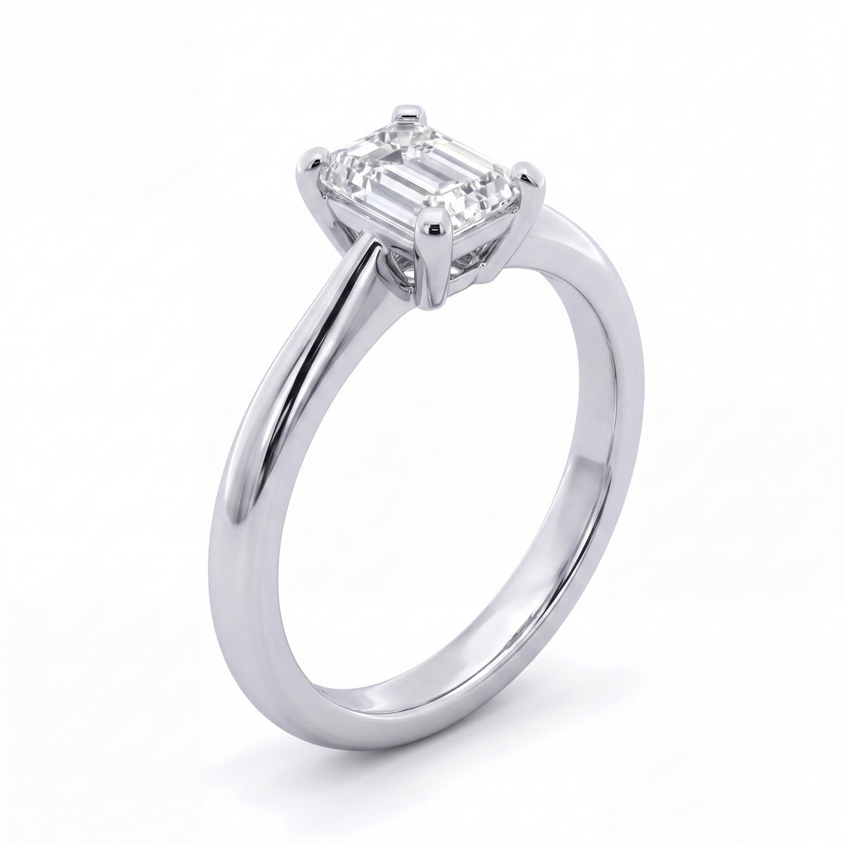 HANDCRAFTED 18CT WHITE GOLD 0.76CT EMERALD CUT DIAMOND RING