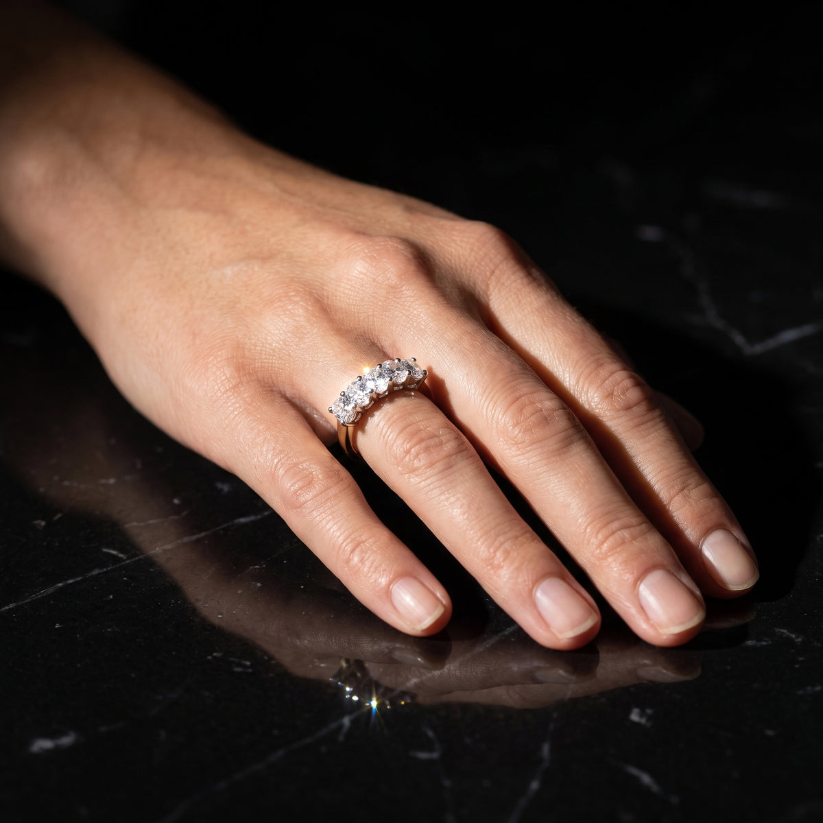 HANDCRAFTED 18CT YELLOW GOLD AND PLATINUM DIAMOND RING