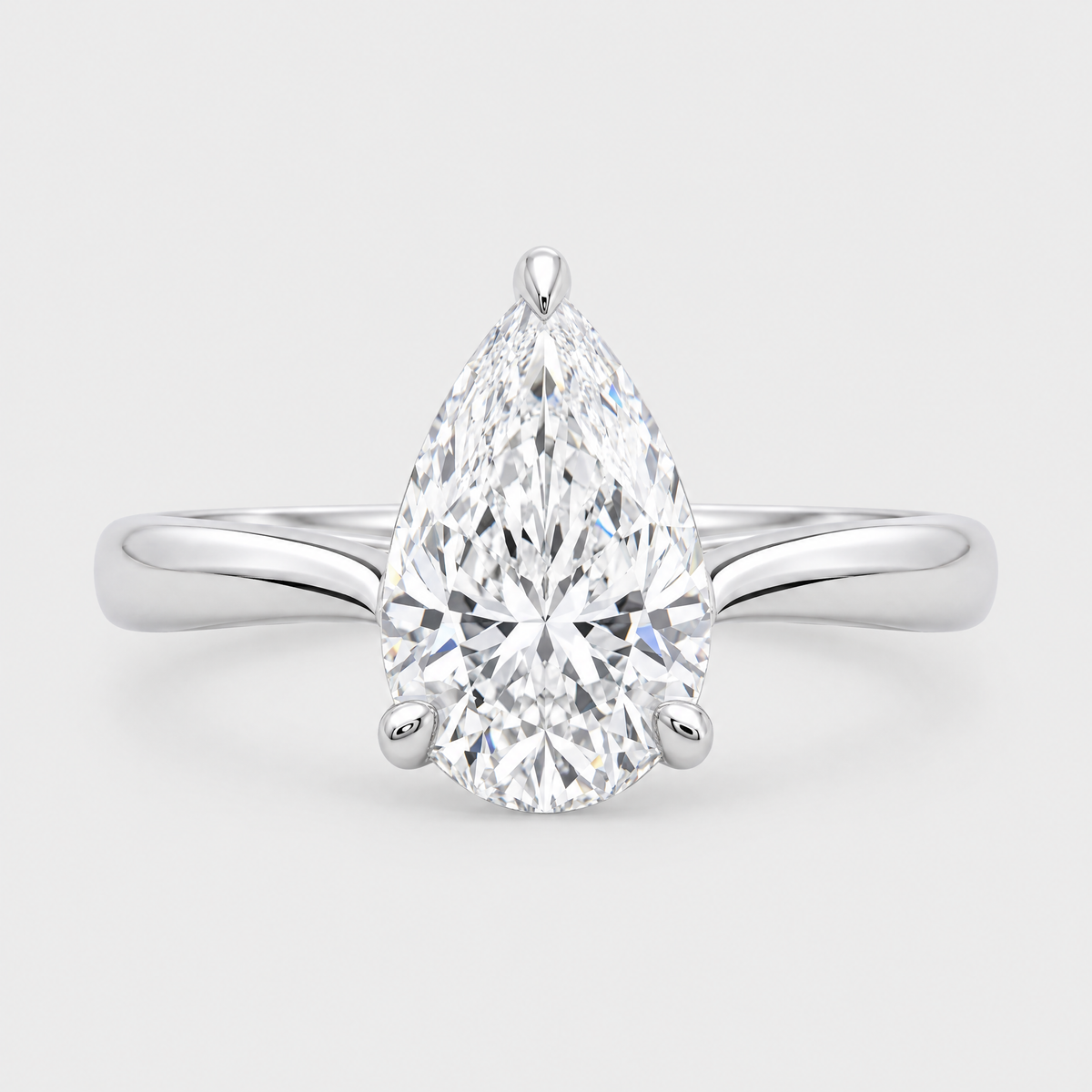 Platinum 1.01ct Pear Shaped Diamond Ring, front view