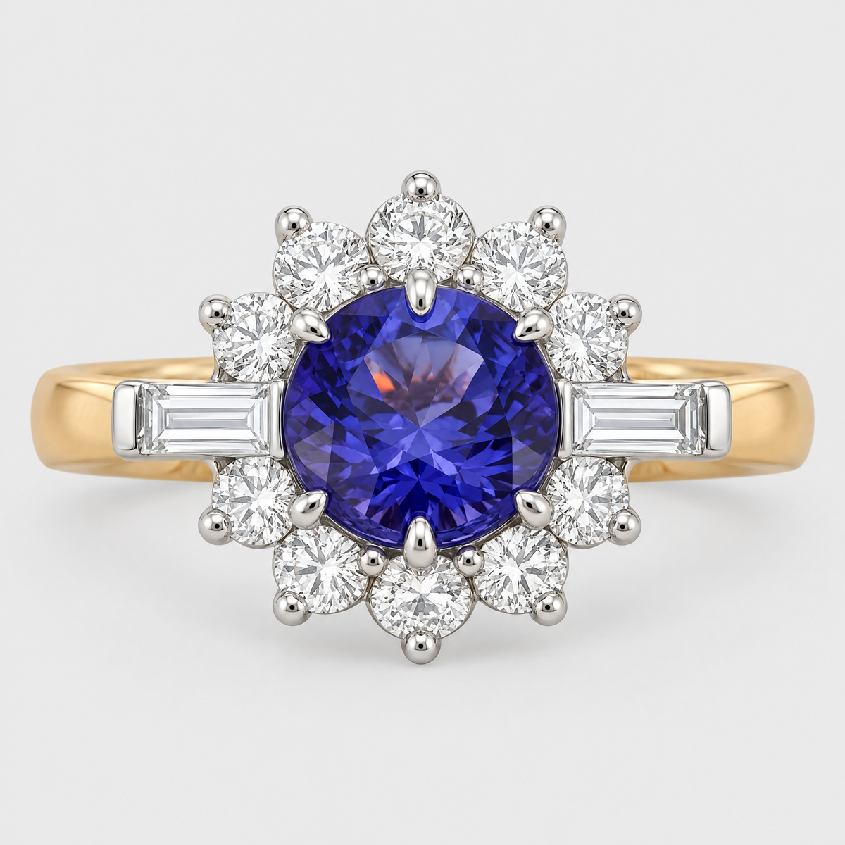 Tanzanite and Diamond Ring, front view