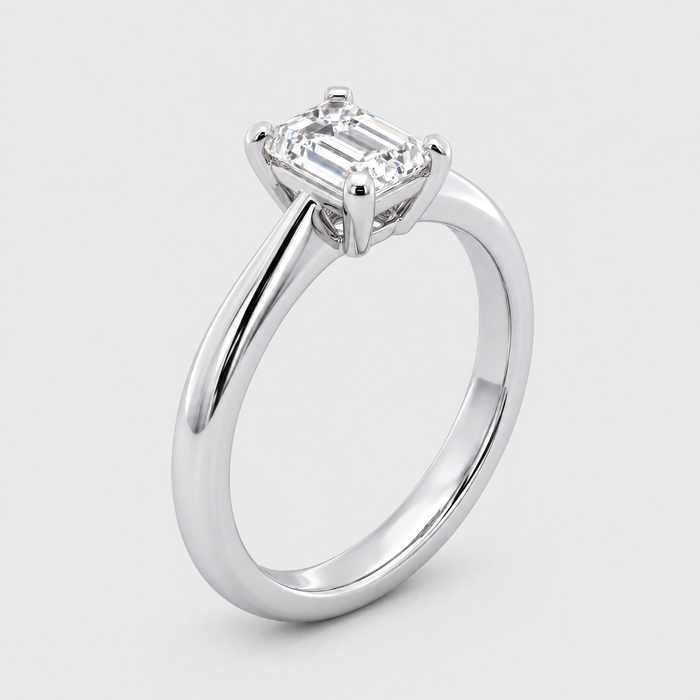 18ct White Gold 0.76ct Emerald Cut Diamond Ring, front view