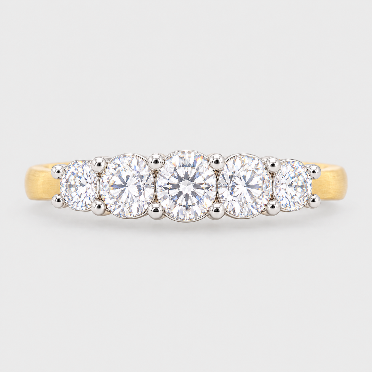 18ct Yellow Gold and Platinum Diamond Ring, front view
