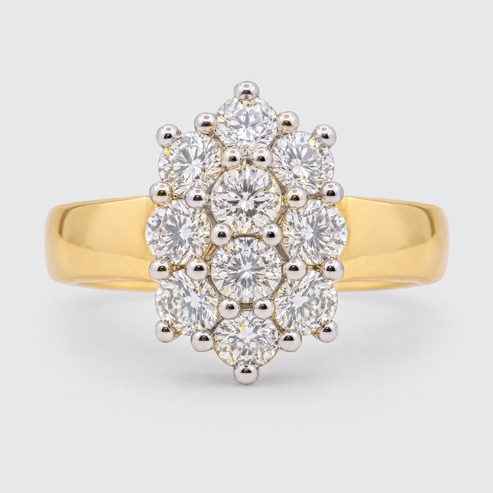 18ct Yellow Gold and Platinum Diamond Ring, front view