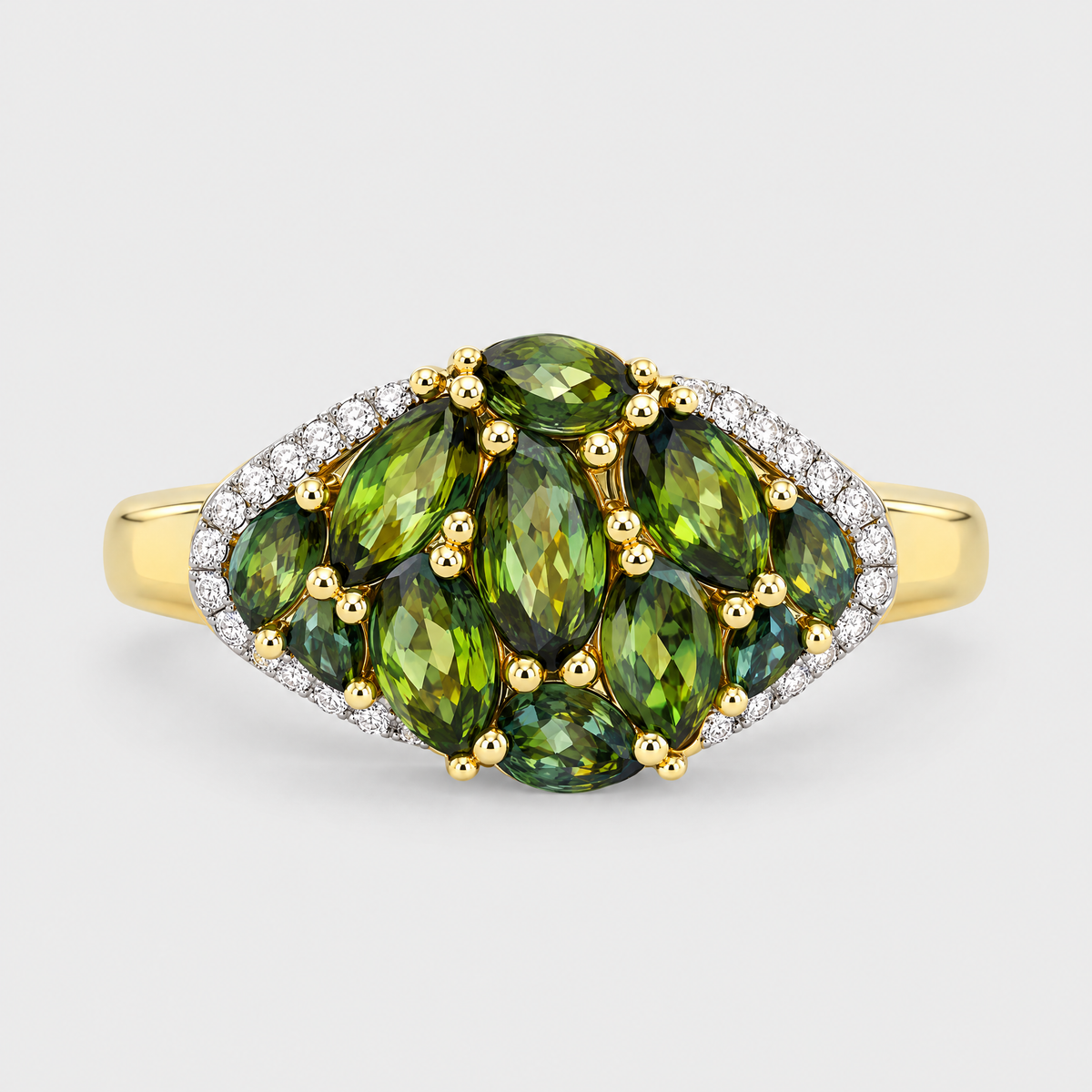 Multi Colour Sapphire and Diamond Ring - Jarah, front view