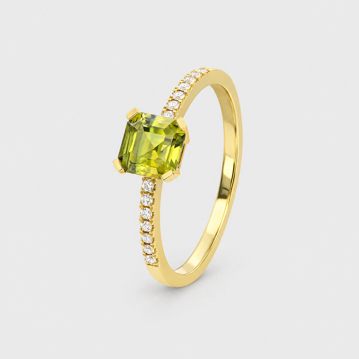 Yellow Sapphire and Diamond Ring - Dionne, front view