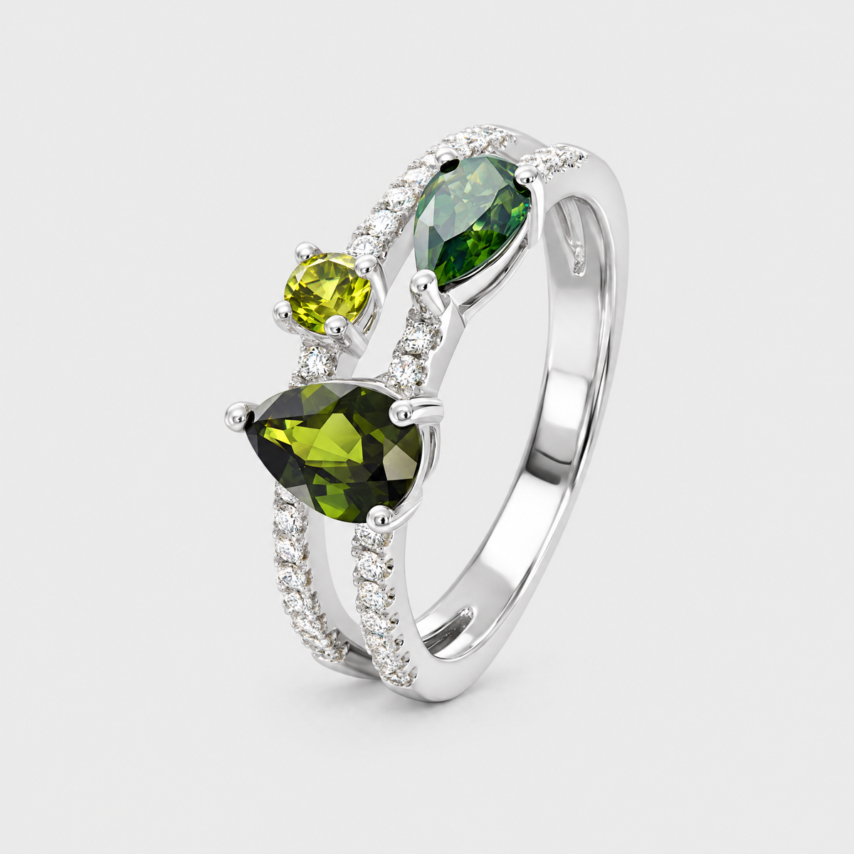 Multi Colour Sapphire and Diamond Ring - Yvonne, front view