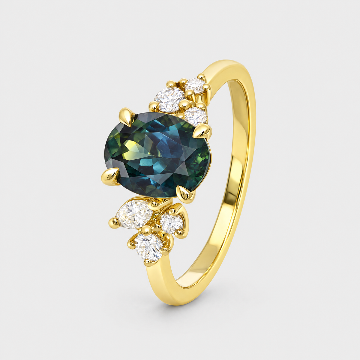 Parti Sapphire and Diamond Ring - Aurelia, front view