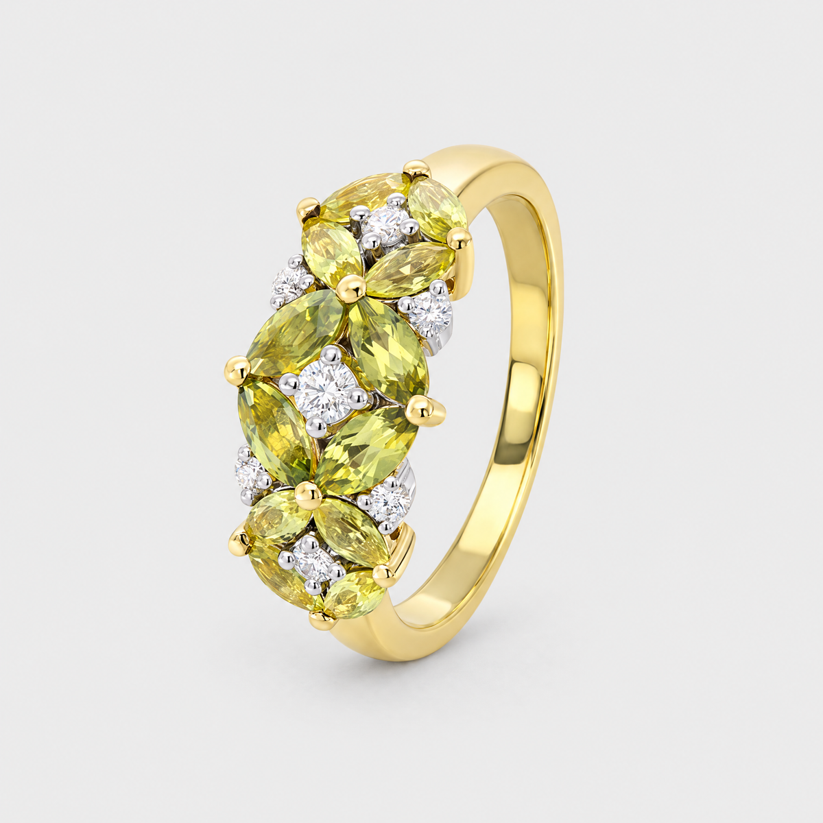 Sapphire and Diamond Ring - Primrose, front view