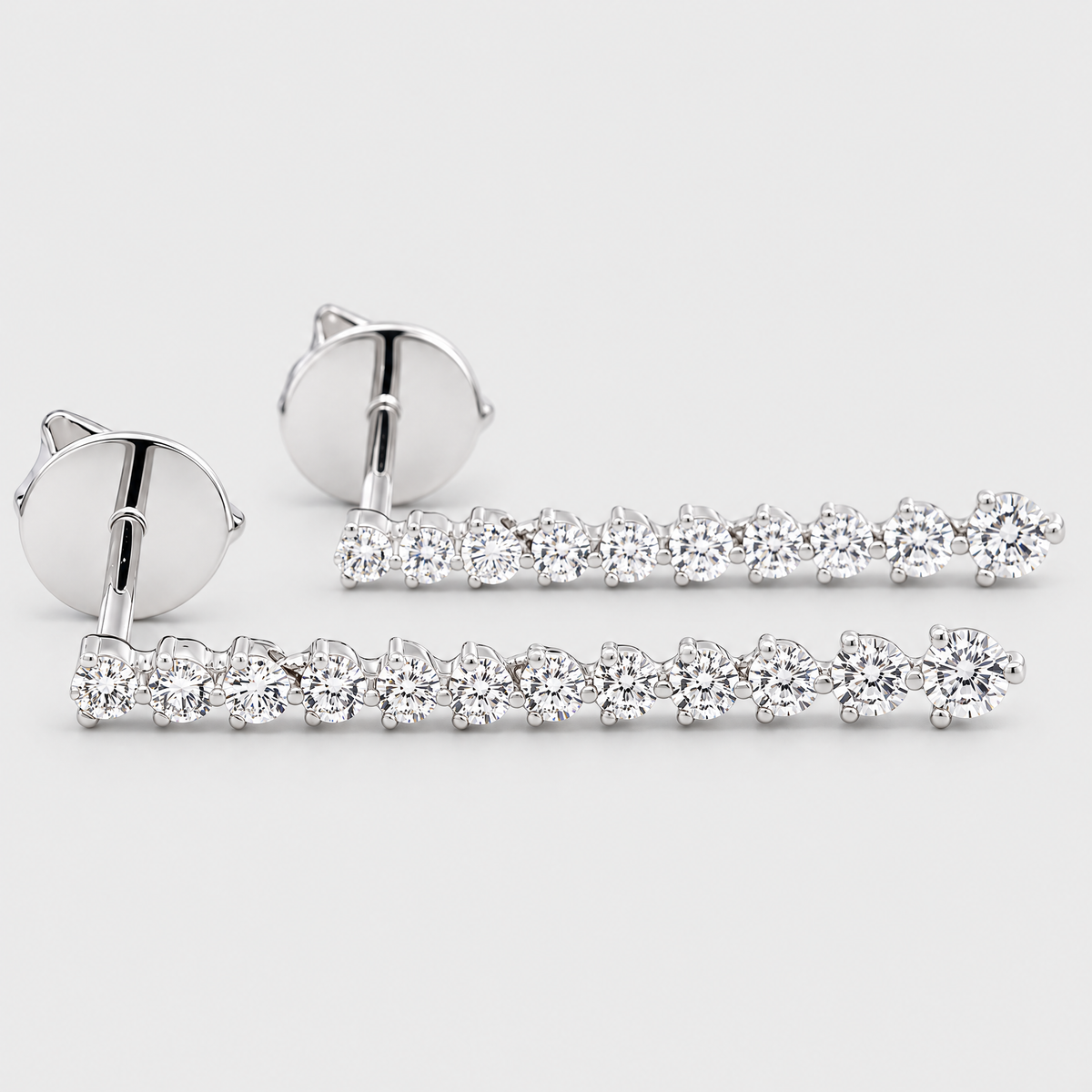 18ct White Gold Diamond Drop Earrings, front view