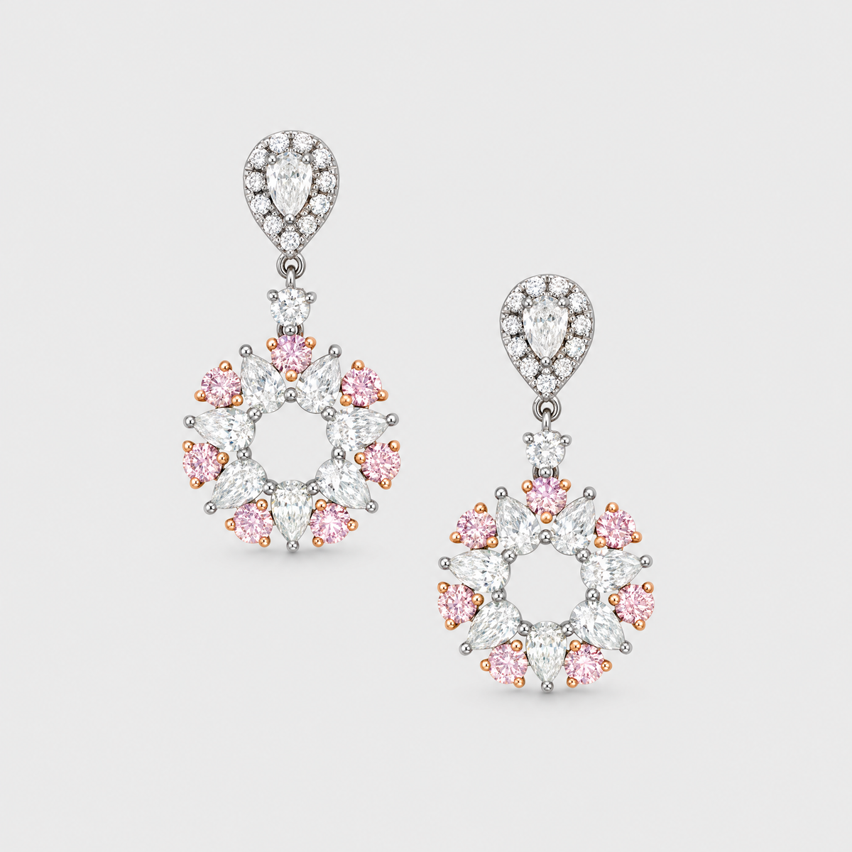Argyle Pink Diamond Earrings - Fantasia, front view