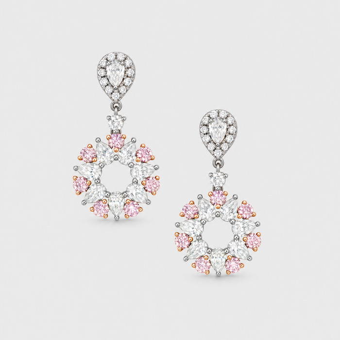 Argyle Pink Diamond Earrings - Fantasia, front view