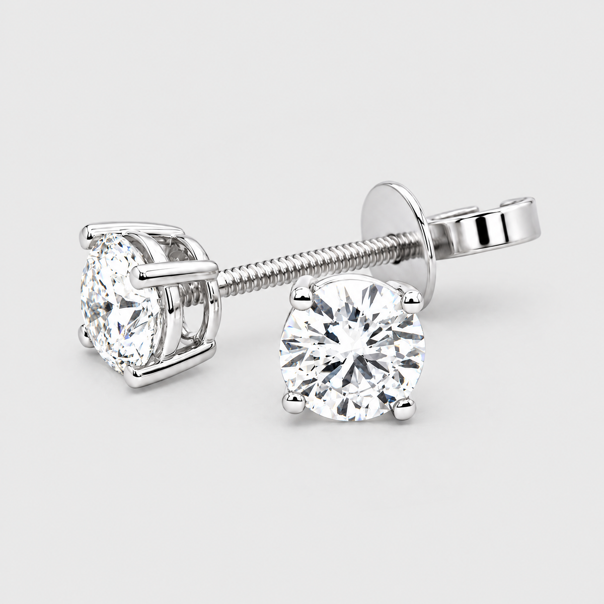 18ct White Gold 1.0ct Diamond Stud Earrings, front view