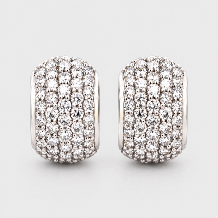 Diamond Huggie Earrings, front view