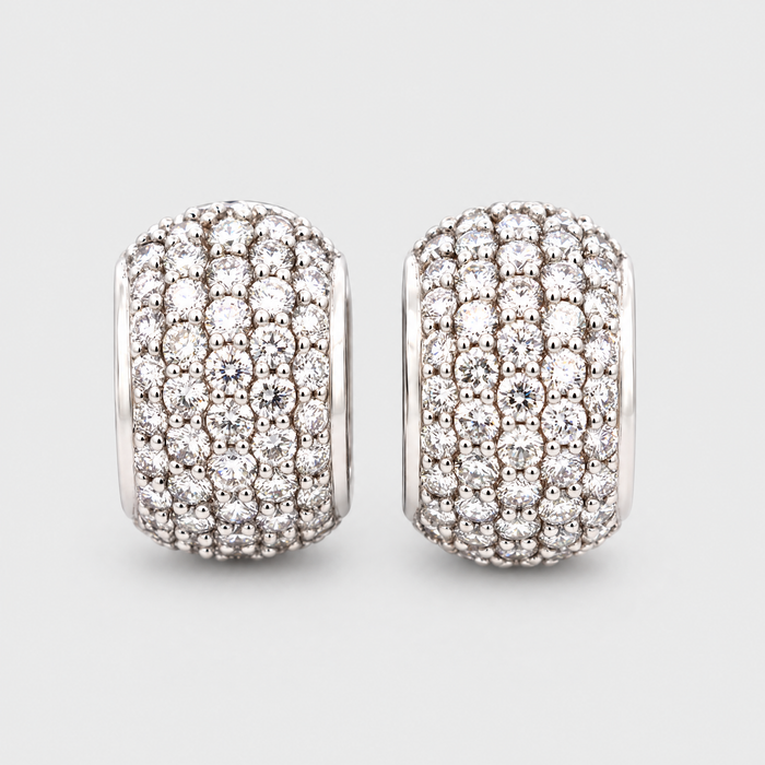 Diamond Huggie Earrings, front view