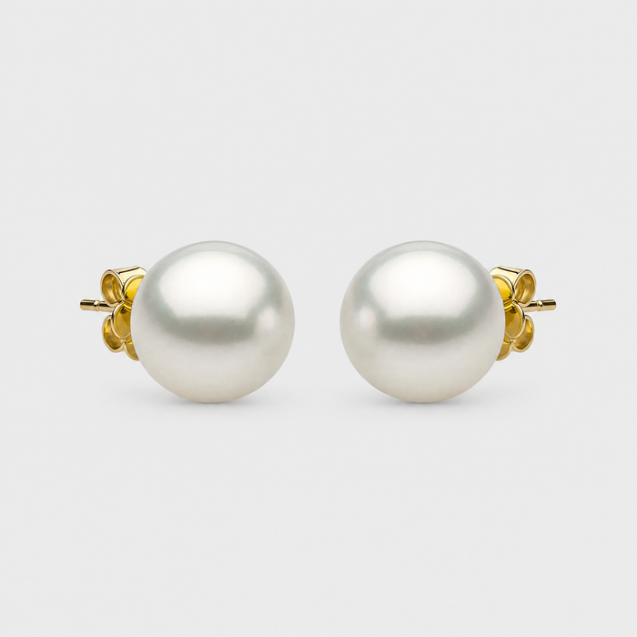 Autore Oro South Sea Pearl Stud Earrings, front view