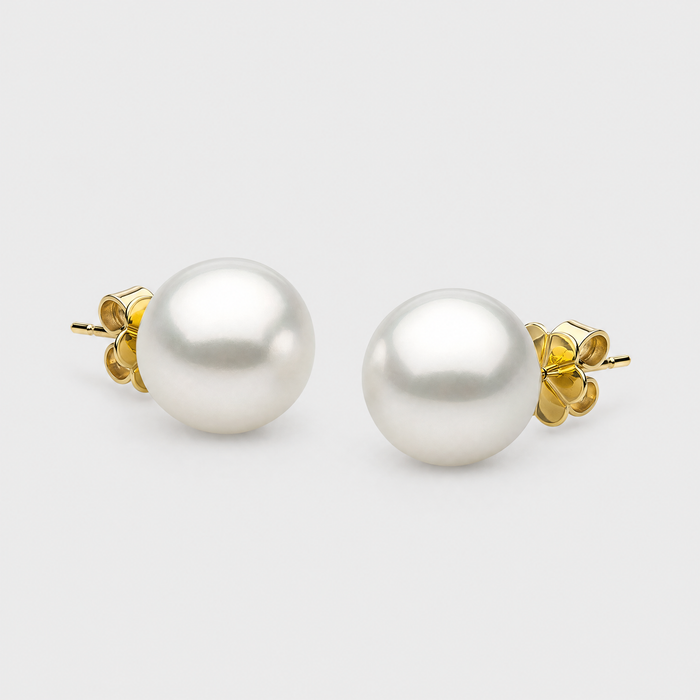 Autore Oro South Sea Pearl Stud Earrings, front view