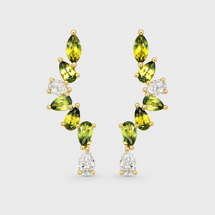 Parti Sapphire and Diamond Earrings - Cassandra, front view