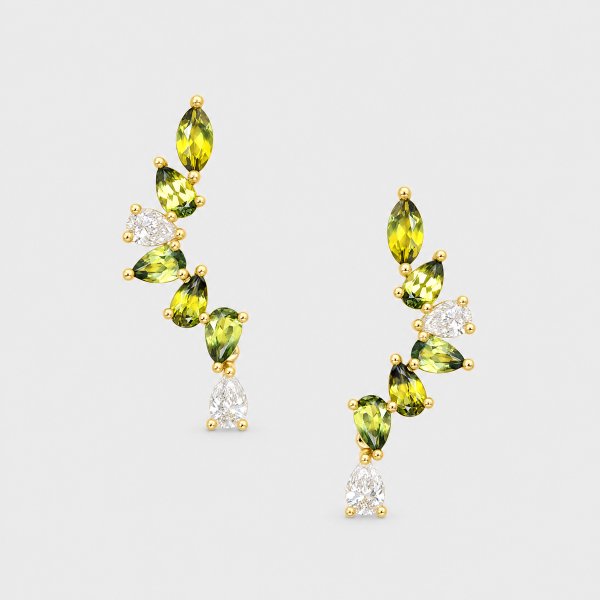 Parti Sapphire and Diamond Earrings - Cassandra, front view