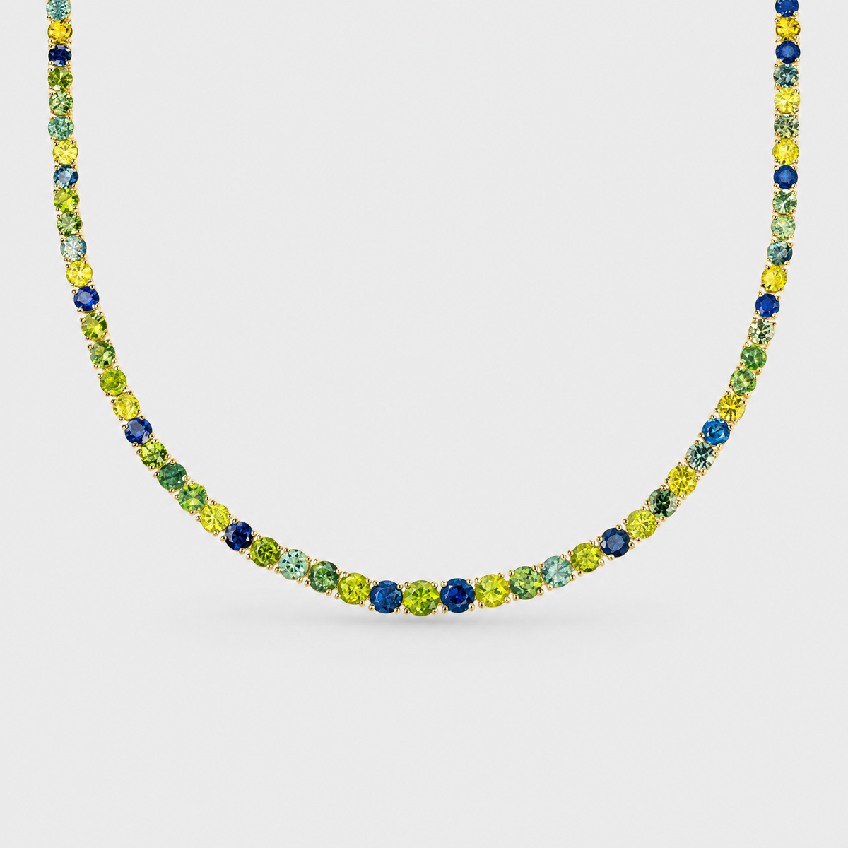 Multi Colour Sapphire Necklace - Orana, front view