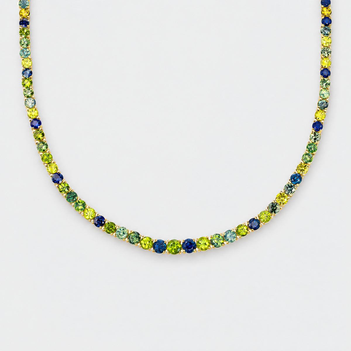 Multi Colour Sapphire Necklace - Orana, front view