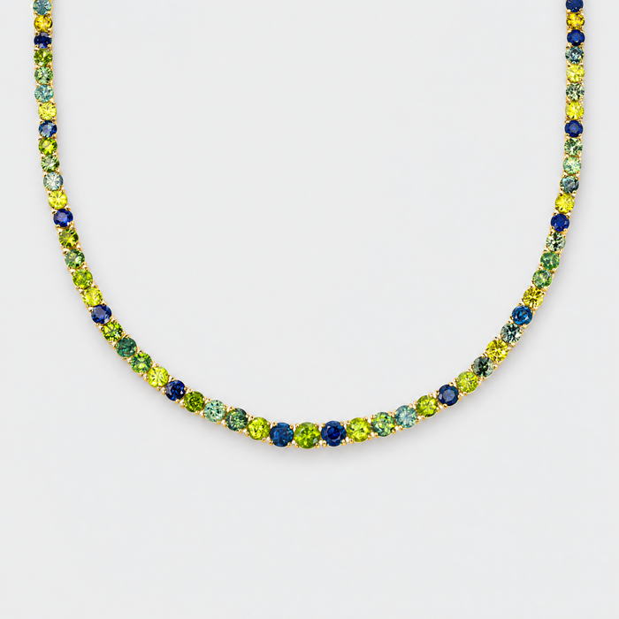 Multi Colour Sapphire Necklace - Orana, front view
