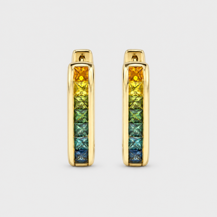 Multi Colour Sapphire Earrings - Jules, front view