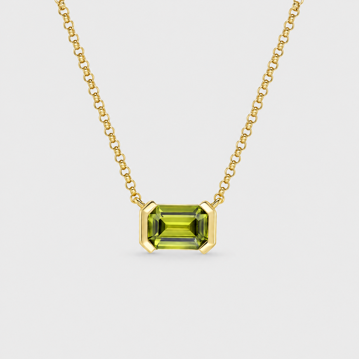 Green Sapphire Necklace - Austen, front view